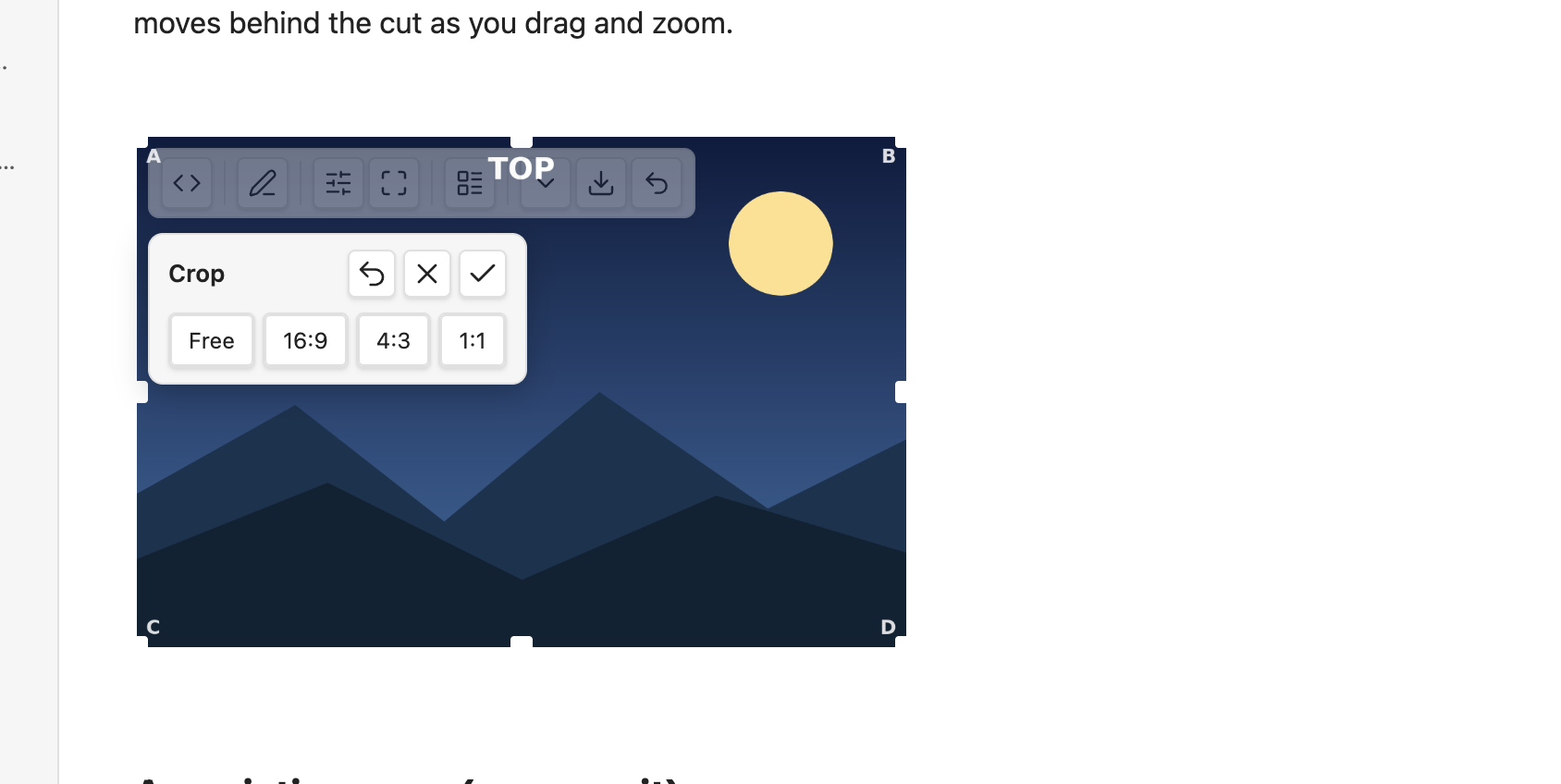 The in-place crop editor with aspect presets